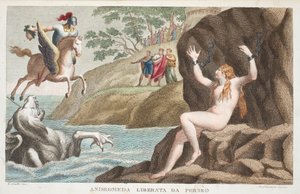 Perseus and Andromeda or Andromeda Liberata da Perseo، Book IV، Illustration from Ovid&39;s Metamorphoses، Florence، 1832 (نقش يدوي)